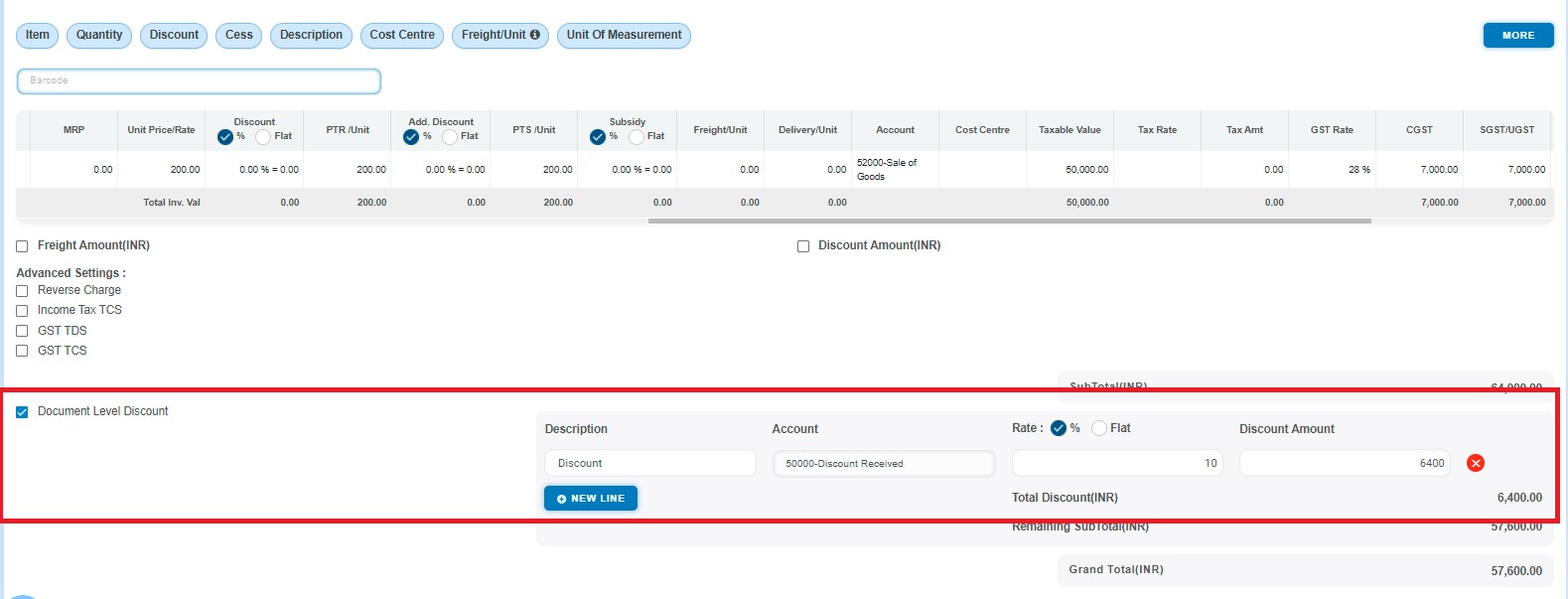 amendment-how-to-make-amendment-of-credit-note-create-an-amendment-credit-note-and-click-on-document-level-discount