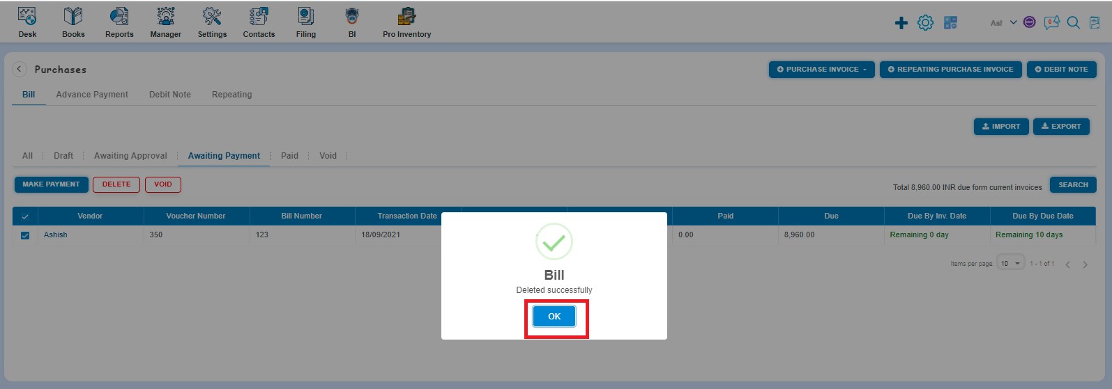 purchase-how-to-void-and-delete-bill-click-ok-on-bill-deleted-successfully-second-way