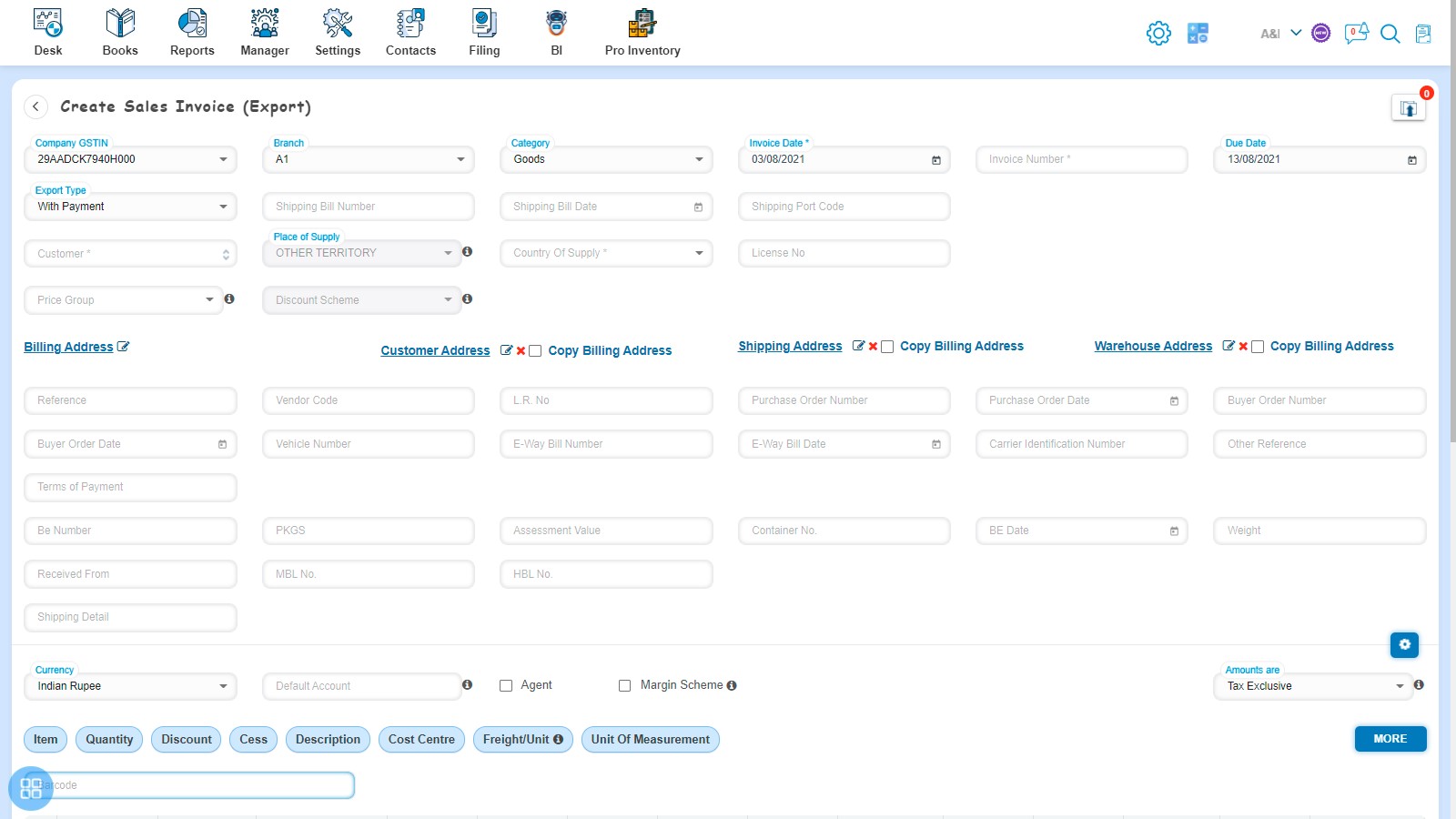 sale-how-to-create-export-invoice-export-invoice-form-open