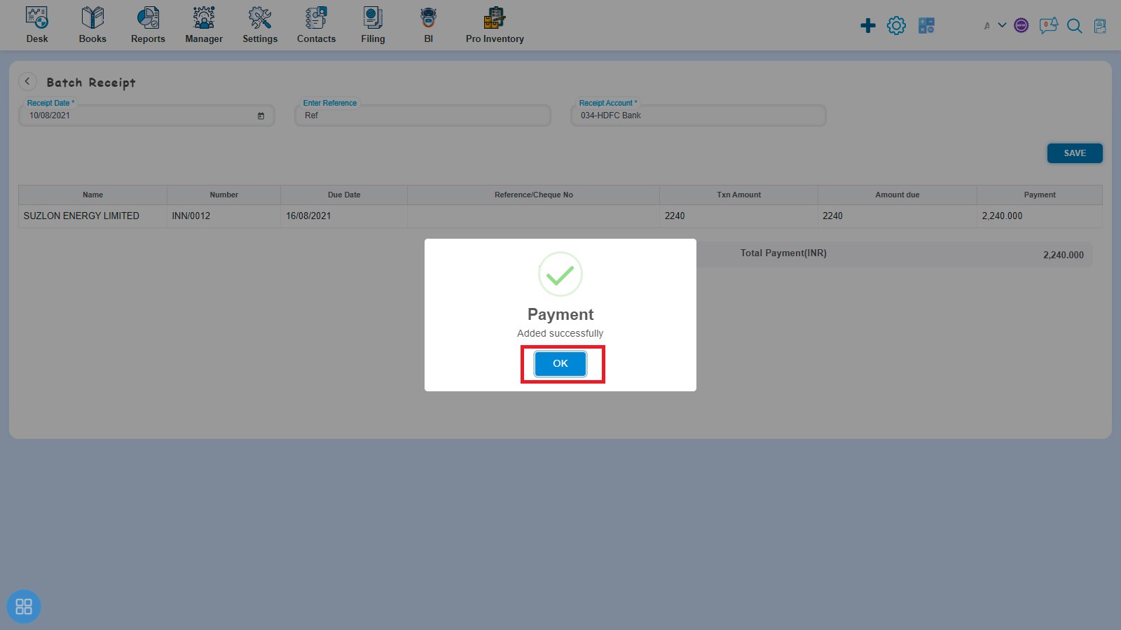 sale-how-to-receive-payment-or-adhoc-receipt-click-ok-on-payment-added-successfully-second-way