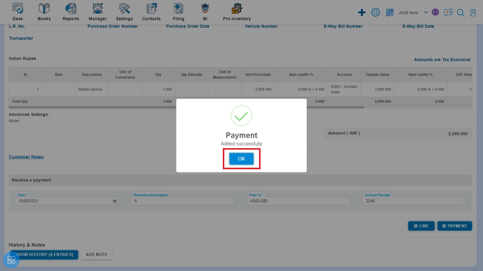 sale-how-to-receive-payment-or-adhoc-receipt-click-ok-on-payment-added-successfully