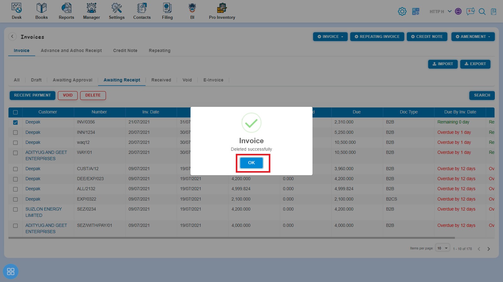 sale-how-to-void-and-delete-export-invoice-click-ok-on-invoice-deleted-successfully-second-way