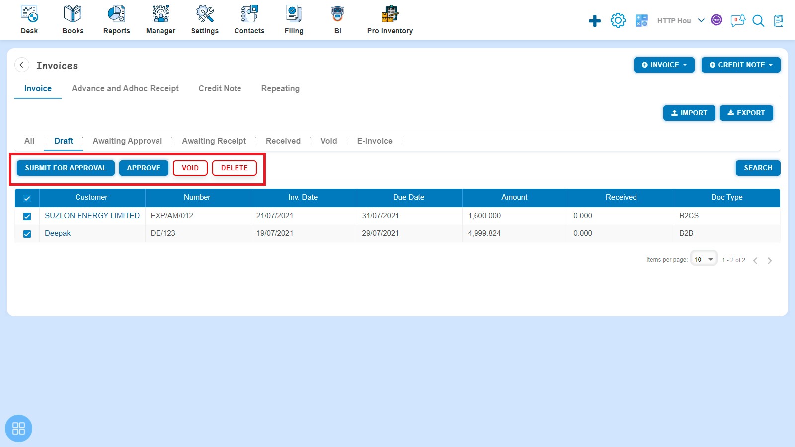 sales-how-to-make-amendment-of-export-invoice-navigate-to-draft-listing