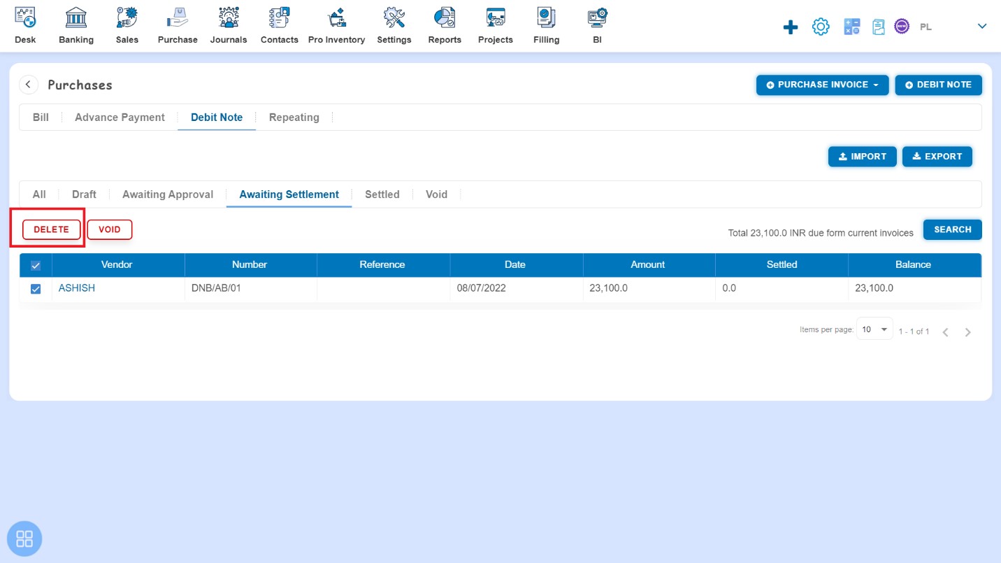 purchase-debit-note-how-to-void-debit-note-click-on-delte-delte-second-way