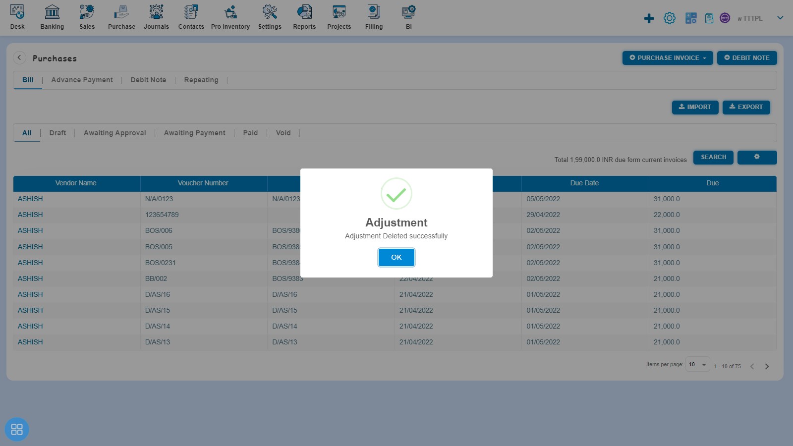 purchase-bos-how-to-add-debit-note-and-allocate-credit-select-the-bos-against-delete-first-way-deleted-successfully