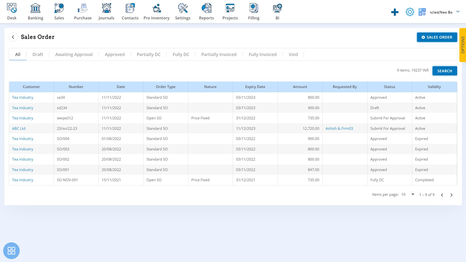 sales-order-select-sales-order-from-drop-down-list-to-open