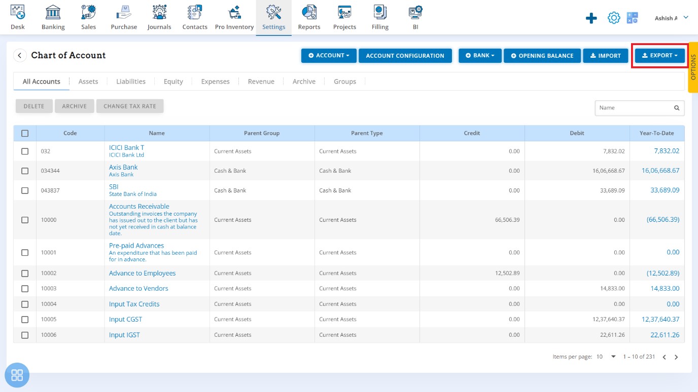 setting-finance-setting-chart-of-account-export-the-list-in-excel-or-csv