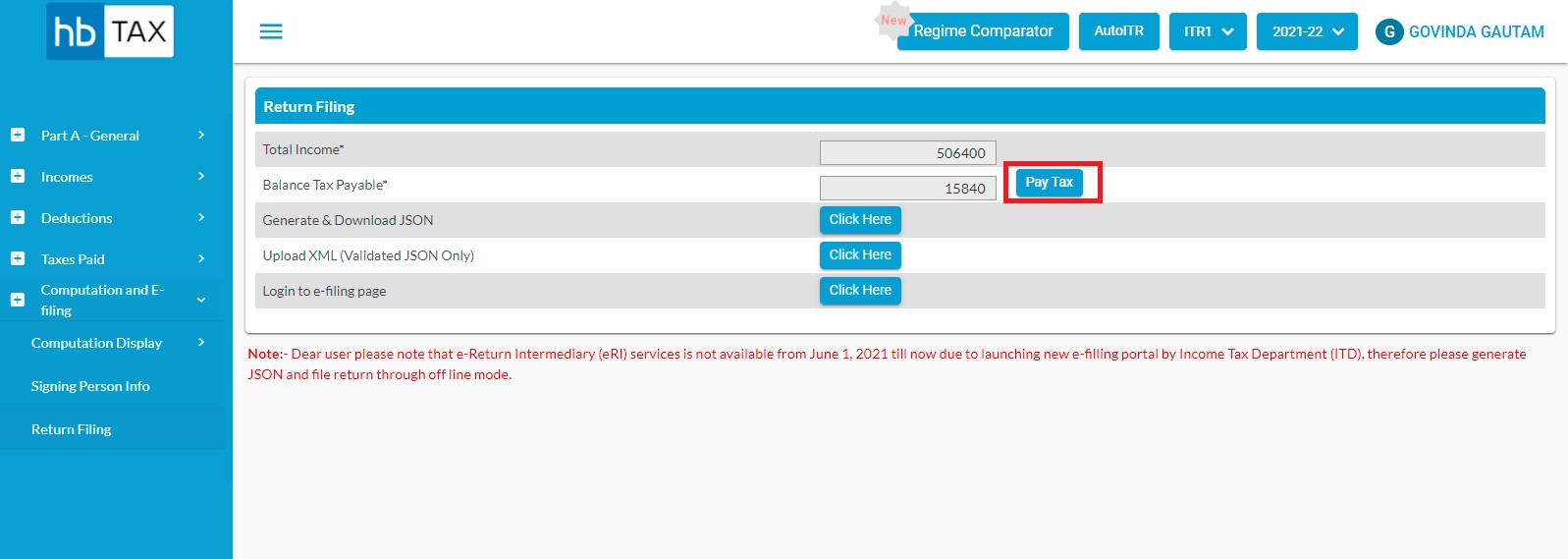 filing-inorder-topay-tax-from-return-filing-page