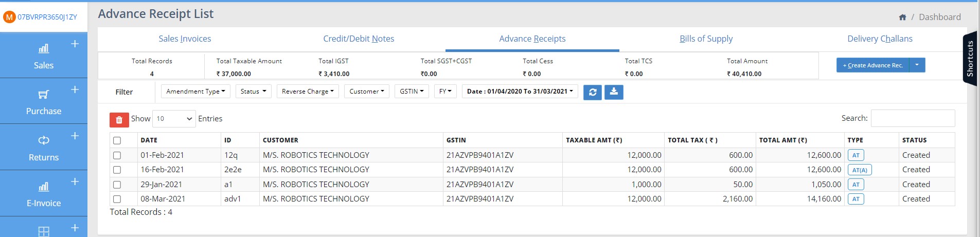 gst-manual-sales-orit-canbe-accessed-from-advance-receipts-listing-page-two