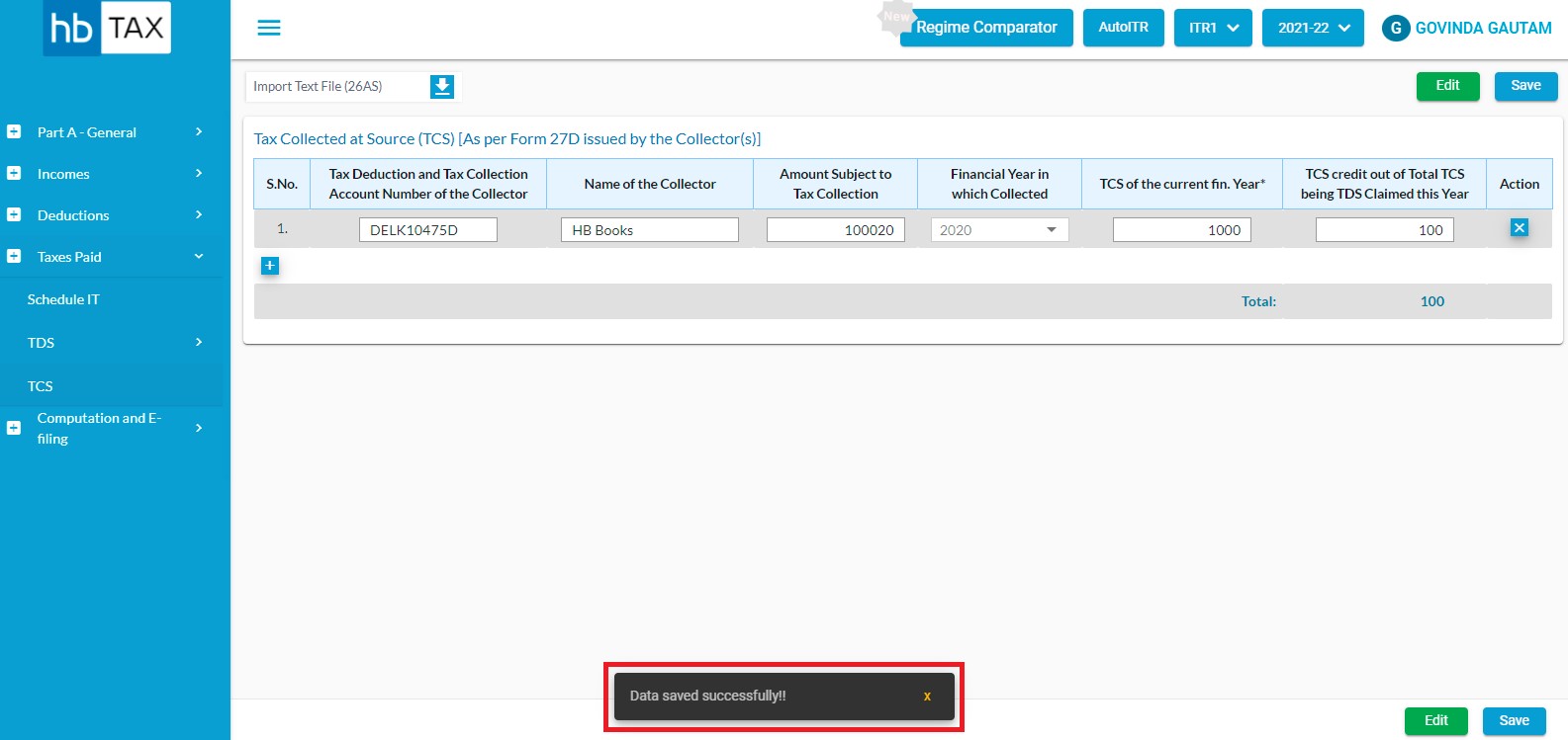 tcs-amessage-will-appearas-data-saved-successfully