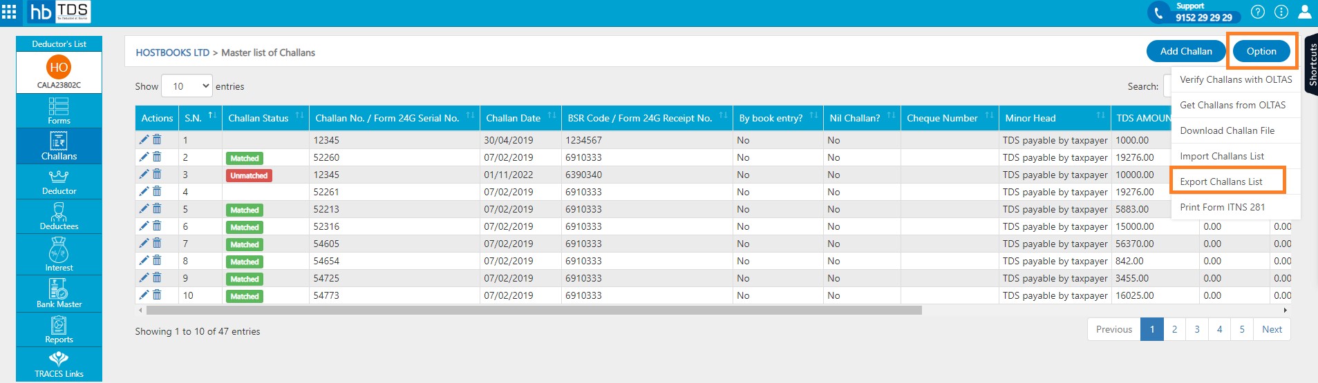 tds-view-add-challans-click-on-export-challan-list