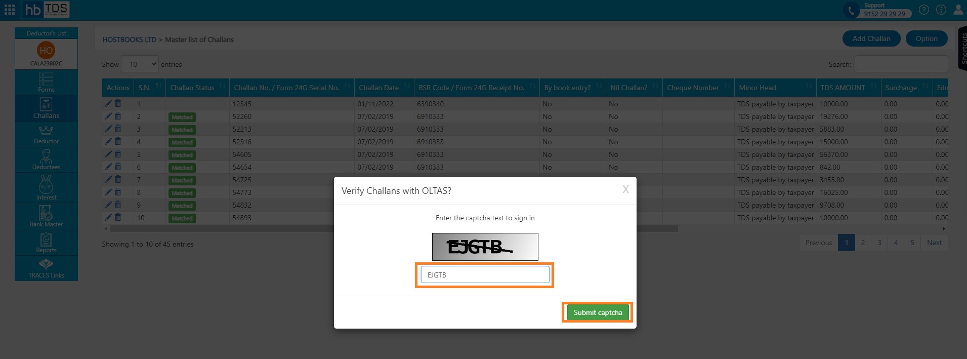 tds-view-add-challans-fill-the-captcha-code-and-click-on-submit