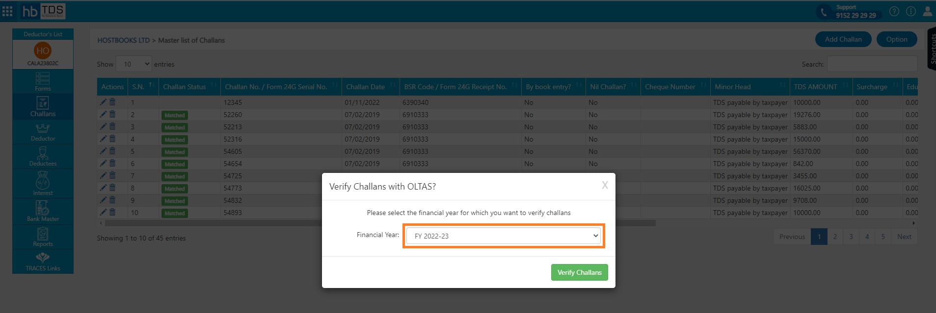 tds-view-add-challans-inorder-to-verify-challan-with-oltas