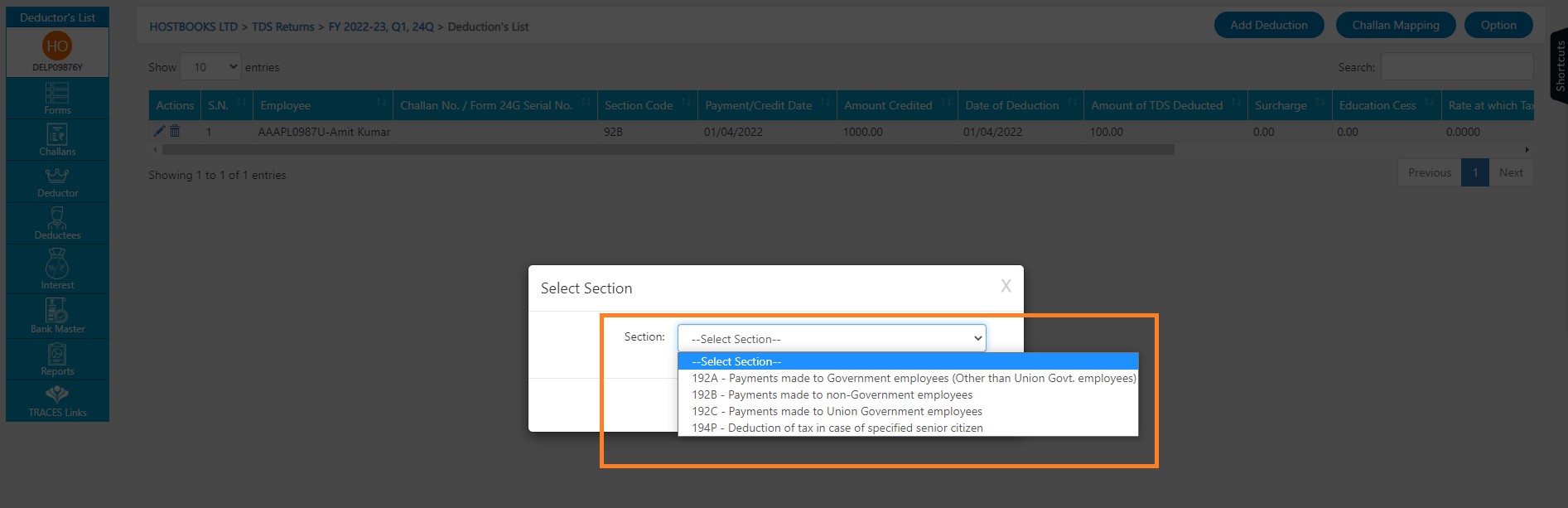 tds-view-create-tds-return-select-section-code-challan-unmap