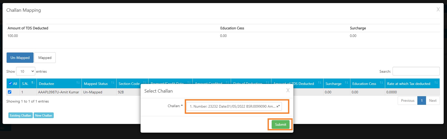 tds-view-create-tds-return-select-the-challan-and-click-on-submit-challan-map